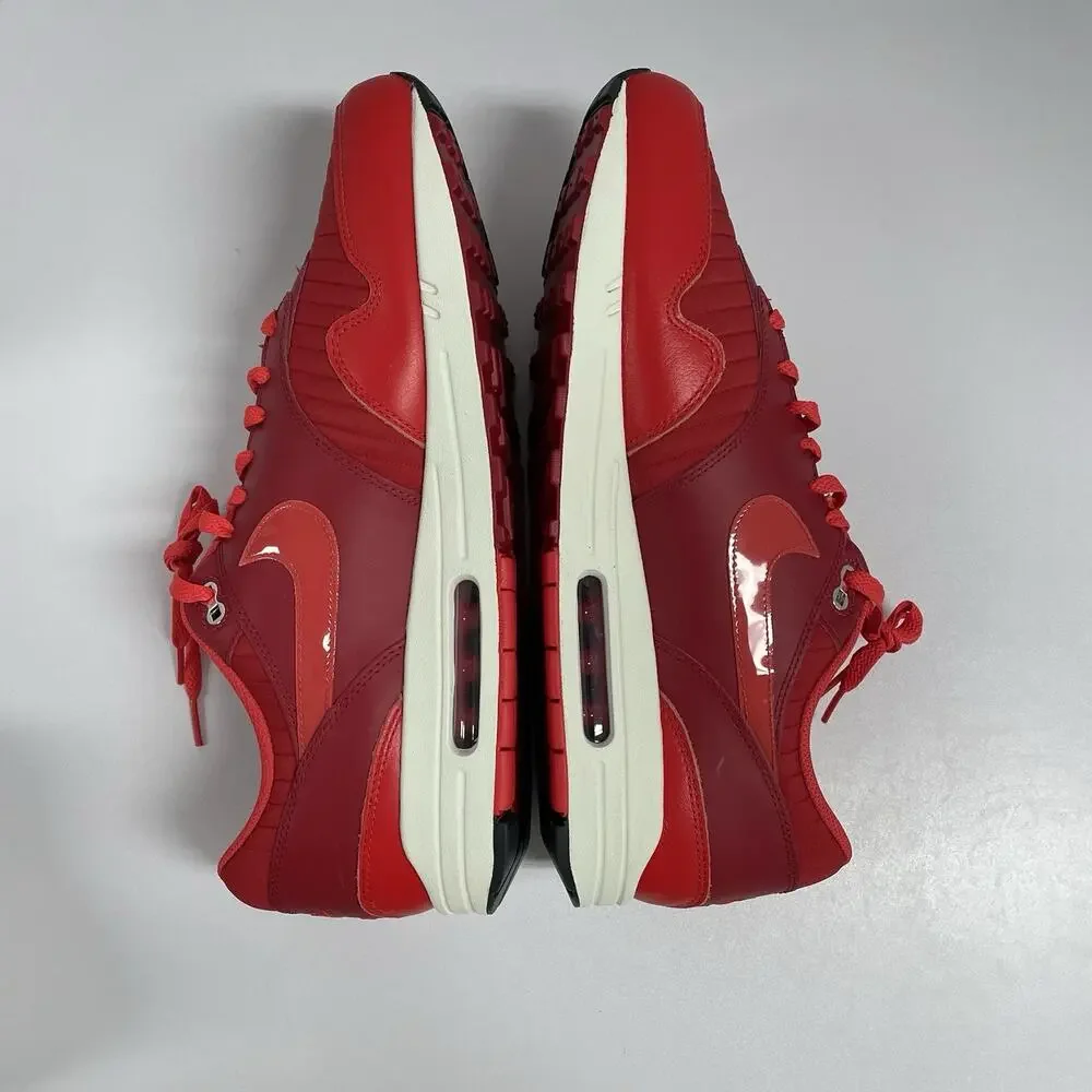 Nike Air Max 1 Gym Red Crimson HQ3607 687 Size 12.5 White Low Top Sneaker Summer